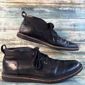 John Varvatos Chukka Boot Mens Size 8M Black Leather Canvas Lace Up Casual Dress